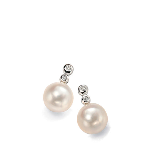 9ct White Gold Diamond Pearl Grace Earrings White Gold 9ct White Gold Diamond Pearl Grace Earrings White Gold