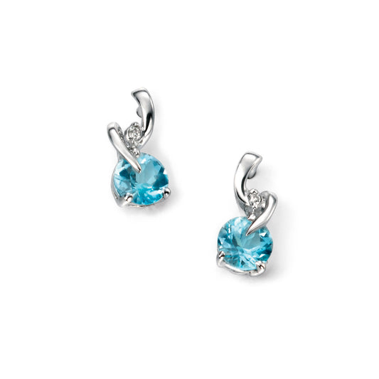 9ct White Gold Blue Topaz and Diamond Earrings White Gold 9ct White Gold Blue Topaz and Diamond Earrings White Gold