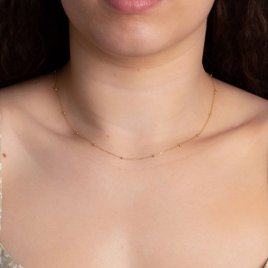 9ct Yellow Gold Fine Ball Station Necklace Yellow Gold 9ct Yellow Gold Fine Ball Station Necklace Yellow Gold