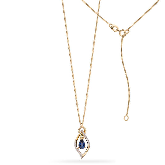 9ct Yellow Gold Blue Sapphire Diamond Pendant Yellow Gold 9ct Yellow Gold Blue Sapphire Diamond Pendant Yellow Gold
