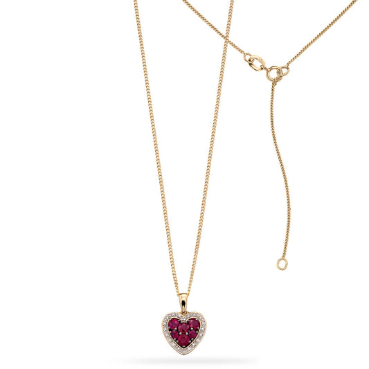 9ct Yellow Gold Ruby and Diamond Heart Pendant Yellow Gold 9ct Yellow Gold Ruby and Diamond Heart Pendant Yellow Gold