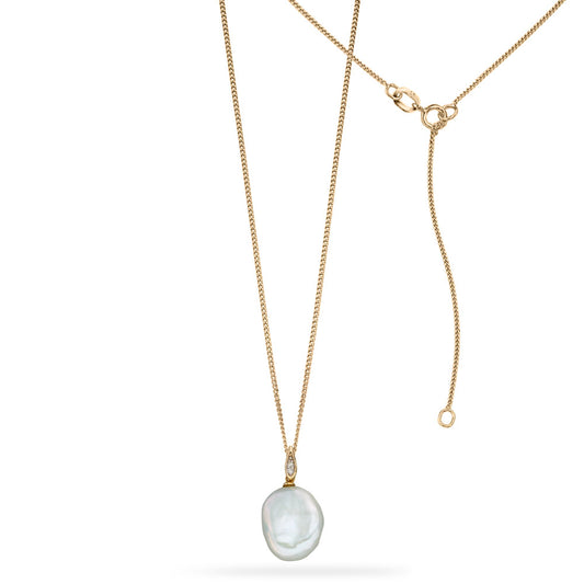 9ct Yellow Keshi Pearl Diamond Pendant Yellow Gold 9ct Yellow Keshi Pearl Diamond Pendant Yellow Gold
