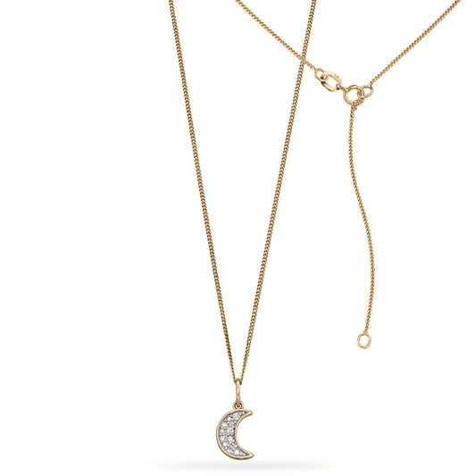 9ct Yellow Gold Diamond Moon Drop Pendant Yellow Gold 9ct Yellow Gold Diamond Moon Drop Pendant Yellow Gold