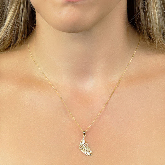 9ct Yellow Gold Feather Pendant Yellow Gold 9ct Yellow Gold Feather Pendant Yellow Gold