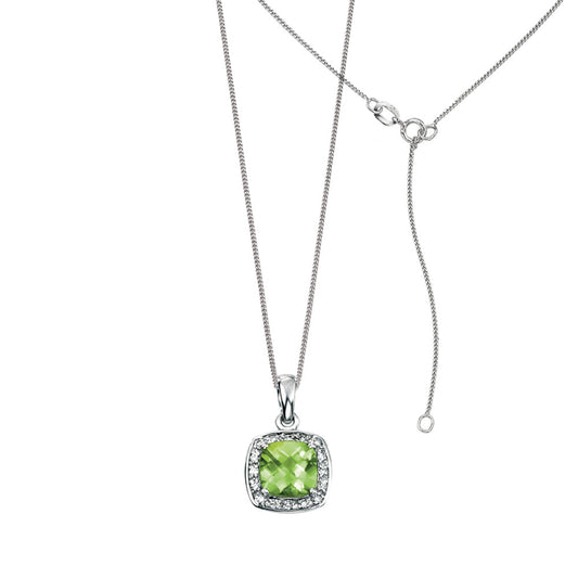 9ct White Gold Peridot Diamond Pendant White Gold 9ct White Gold Peridot Diamond Pendant White Gold