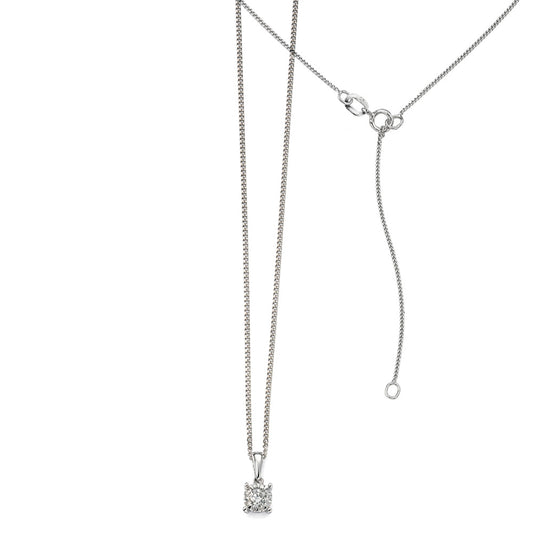 9ct White Gold Diamond Cluster Solitaire Pendant White Gold 9ct White Gold Diamond Cluster Solitaire Pendant White Gold