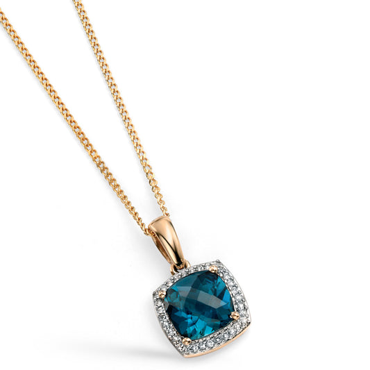 9ct Yellow Gold London Blue Topaz Cushion Pendant Yellow Gold 9ct Yellow Gold London Blue Topaz Cushion Pendant Yellow Gold