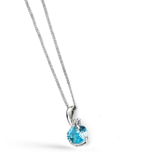 9ct White Gold Blue Topaz Diamond Pendant White Gold 9ct White Gold Blue Topaz Diamond Pendant White Gold