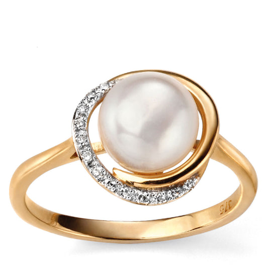 9ct Yellow Gold Pearl Diamond Ring Yellow Gold 9ct Yellow Gold Pearl Diamond Ring Yellow Gold