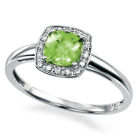 9ct White Gold Peridot and Diamond Ring White Gold 9ct White Gold Peridot and Diamond Ring White Gold