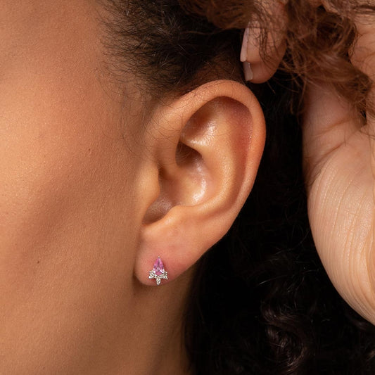 White Gold Pink Sapphire Teardrop Diamond Stud Earrings White Gold White Gold Pink Sapphire Teardrop Diamond Stud Earrings White Gold