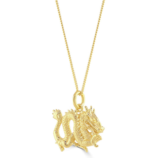 Yellow Gold Vermeil Chinese Dragon of the Year Pendant White Gold Yellow Gold Vermeil Chinese Dragon of the Year Pendant White Gold