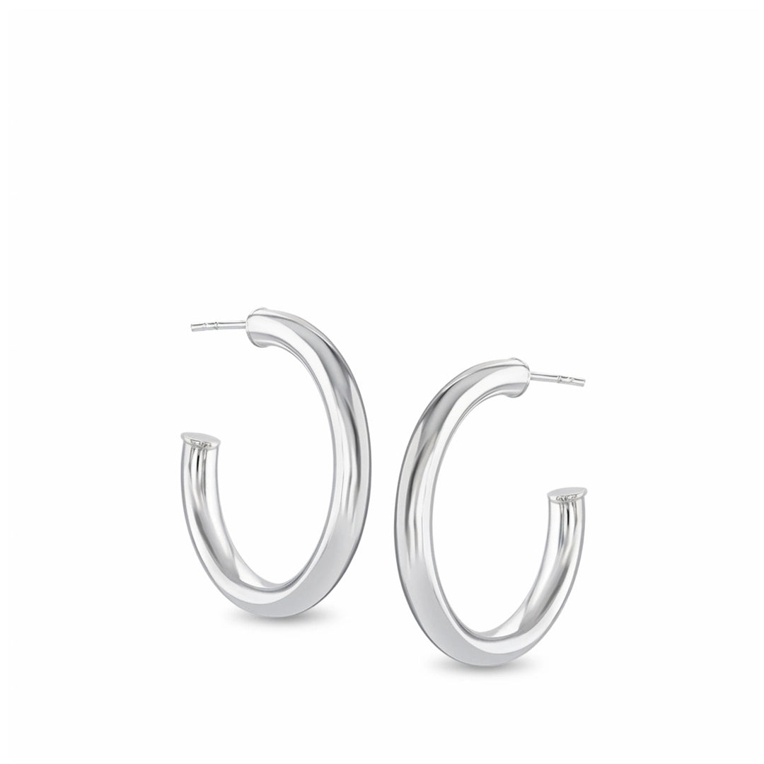 Halo Midi Silver Hoop Earrings