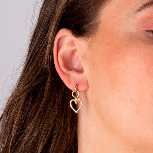 Golden Heart and Halo Lovelink Sterling Silver Stud Droplet Earrings White Gold Golden Heart and Halo Lovelink Sterling Silver Stud Droplet Earrings White Gold