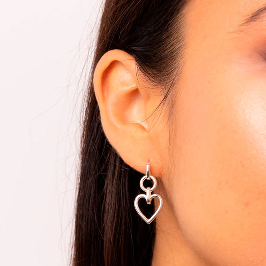 Heart and Halo Lovelink Sterling Silver Stud Droplet Earrings White Gold Heart and Halo Lovelink Sterling Silver Stud Droplet Earrings White Gold