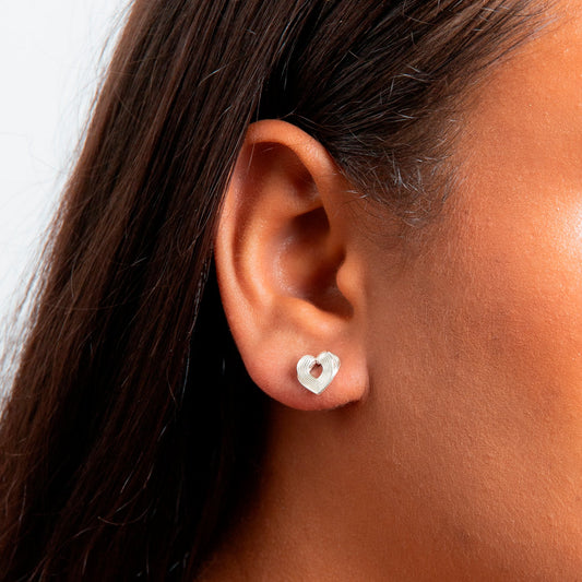 Infinit Liner Wrapover Heart Sterling Silver Stud Earrings White Gold Infinit Liner Wrapover Heart Sterling Silver Stud Earrings White Gold