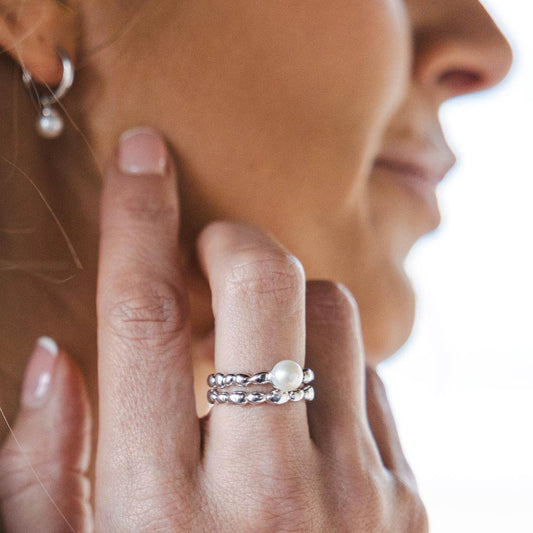 Kit Heath Coast Pebble Pearl Sterling Silver Ring White Gold Kit Heath Coast Pebble Pearl Sterling Silver Ring White Gold