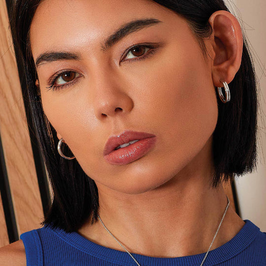 Kit Heath Bevel Unity Maxi Sterling Silver Hoop Earrings White Gold Kit Heath Bevel Unity Maxi Sterling Silver Hoop Earrings White Gold