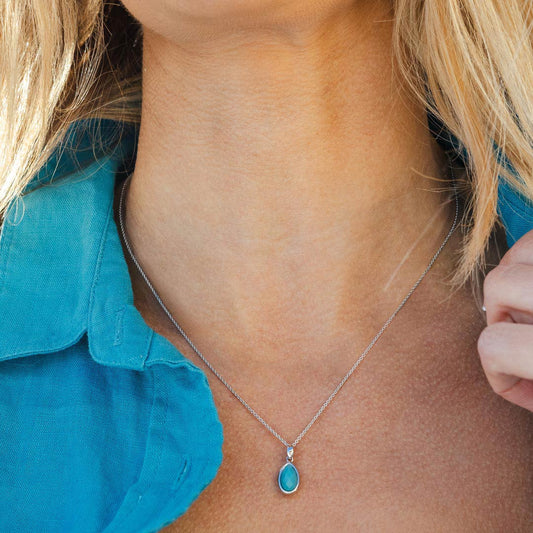 Kit Heath Coast Pebble Azure Turquoise Sterling Silver Necklace White Gold Kit Heath Coast Pebble Azure Turquoise Sterling Silver Necklace White Gold
