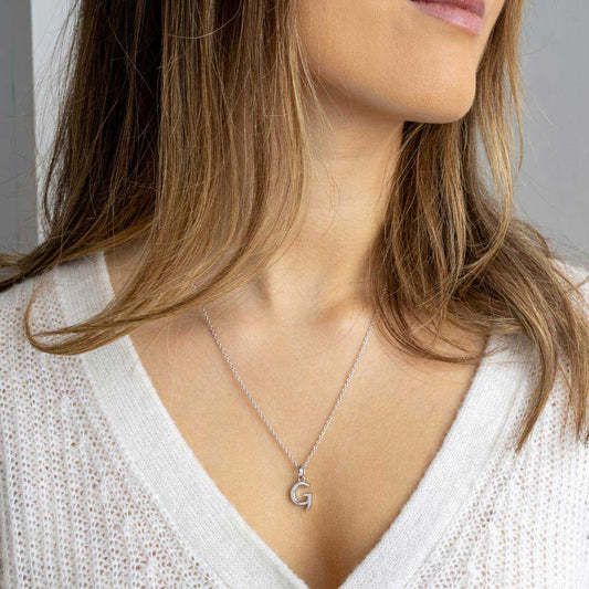 Kit Heath Signature Skript Capital G Initial Sterling Silver Necklace White Gold Kit Heath Signature Skript Capital G Initial Sterling Silver Necklace White Gold