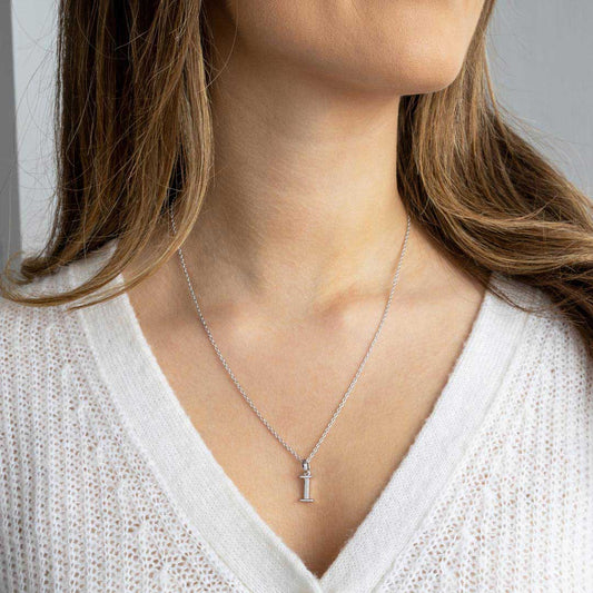 Kit Heath Signature Skript Capital I Initial Sterling Silver Necklace White Gold Kit Heath Signature Skript Capital I Initial Sterling Silver Necklace White Gold