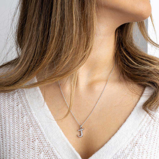 Kit Heath Signature Skript Capital J Initial Sterling Silver Necklace White Gold Kit Heath Signature Skript Capital J Initial Sterling Silver Necklace White Gold