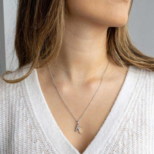 Kit Heath Signature Skript Capital K Initial Sterling Silver Necklace White Gold Kit Heath Signature Skript Capital K Initial Sterling Silver Necklace White Gold