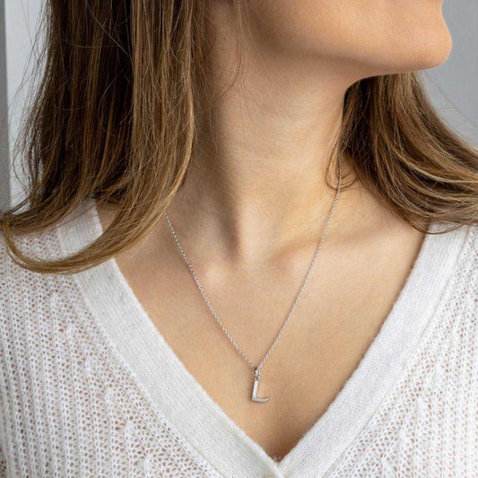 Kit Heath Signature Skript Capital L Initial Sterling Silver Necklace White Gold Kit Heath Signature Skript Capital L Initial Sterling Silver Necklace White Gold
