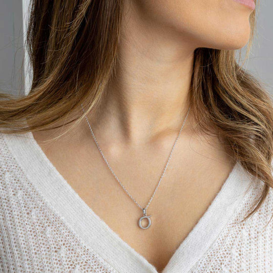 Kit Heath Signature Skript Capital O Initial Sterling Silver Necklace White Gold Kit Heath Signature Skript Capital O Initial Sterling Silver Necklace White Gold