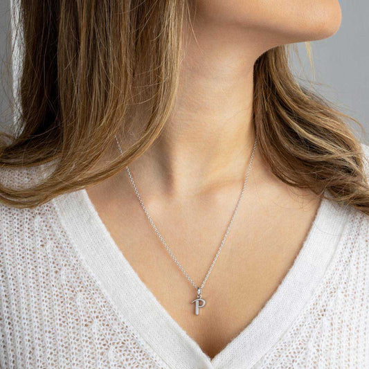 Kit Heath Signature Skript Capital P Initial Sterling Silver Necklace White Gold Kit Heath Signature Skript Capital P Initial Sterling Silver Necklace White Gold