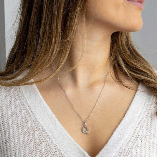 Kit Heath Signature Skript Capital Q Initial Sterling Silver Necklace White Gold Kit Heath Signature Skript Capital Q Initial Sterling Silver Necklace White Gold