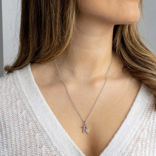 Kit Heath Signature Skript Capital R Initial Sterling Silver Necklace White Gold Kit Heath Signature Skript Capital R Initial Sterling Silver Necklace White Gold