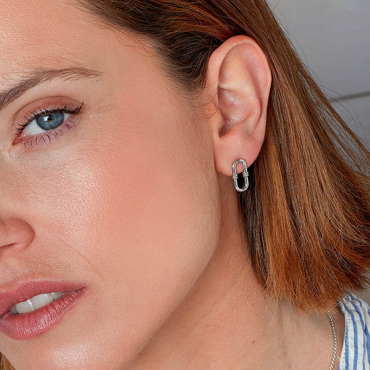 Kit Heath Marina Rope Bar Link Sterling Silver Stud Earrings White Gold Kit Heath Marina Rope Bar Link Sterling Silver Stud Earrings White Gold