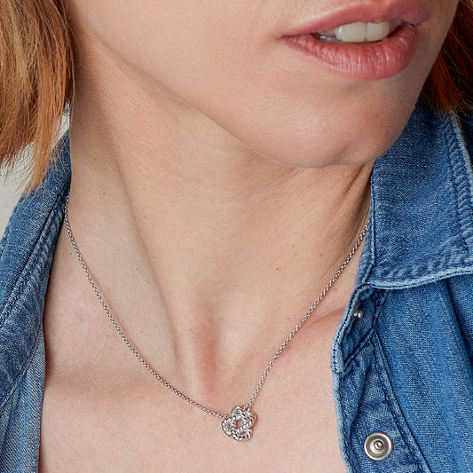 Kit Heath Marina Rope Knot Sterling Silver Necklace White Gold Kit Heath Marina Rope Knot Sterling Silver Necklace White Gold