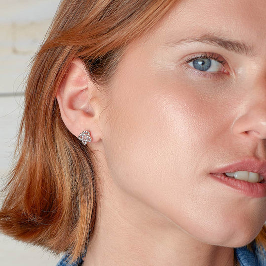Kit Heath Marina Rope Knot Sterling Silver Stud Earrings White Gold Kit Heath Marina Rope Knot Sterling Silver Stud Earrings White Gold