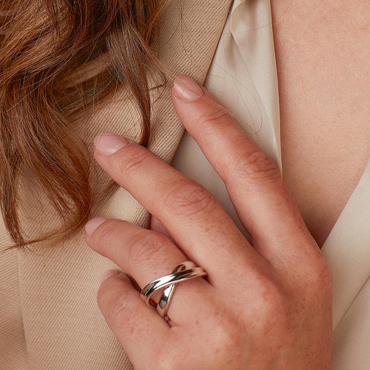 Kit Heath Serenity Grande Crossover Sterling Silver Ring White Gold Kit Heath Serenity Grande Crossover Sterling Silver Ring White Gold