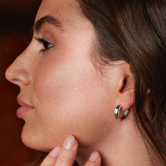 Kit Heath Serenity Grande Sterling Silver Hoop Earrings White Gold Kit Heath Serenity Grande Sterling Silver Hoop Earrings White Gold