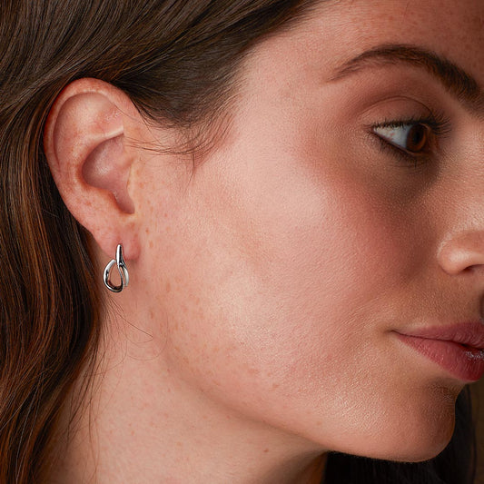 Kit Heath Serenity Grande Stud Hoop Sterling Silver Earrings White Gold Kit Heath Serenity Grande Stud Hoop Sterling Silver Earrings White Gold