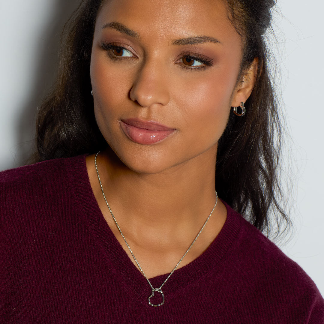 Kit Heath Love Heart Outline Silver Necklace