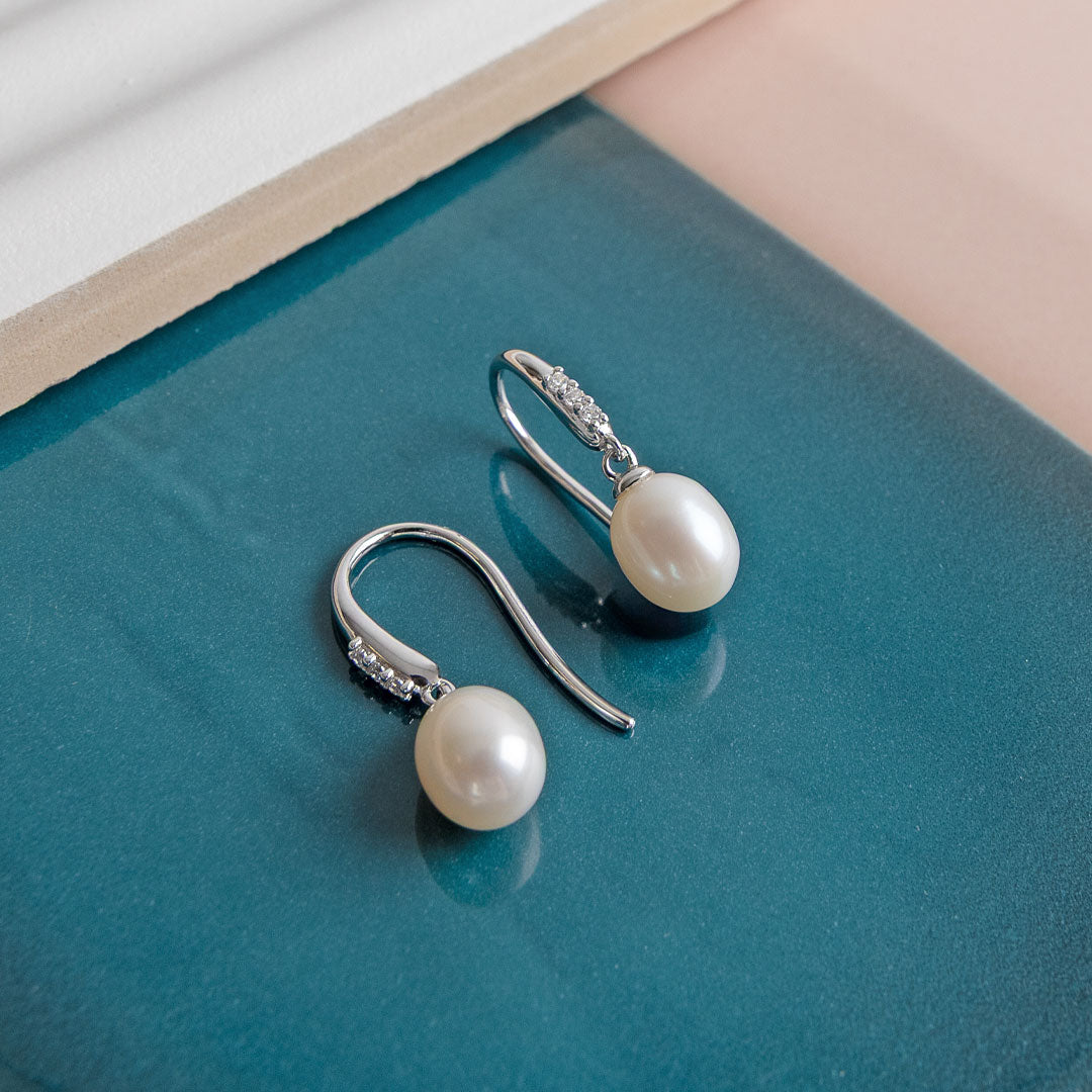 Kit Heath Sterling Silver Revival Classic Pearl Glitz Drop Earrings