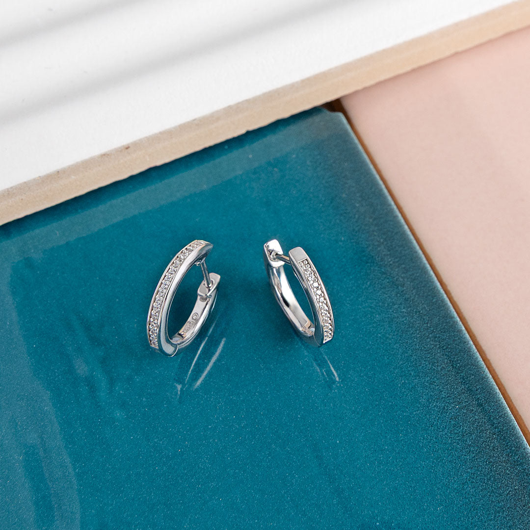 Kit Heath Sterling Silver Revival Classic Glitz Hinged Hoop Earrings
