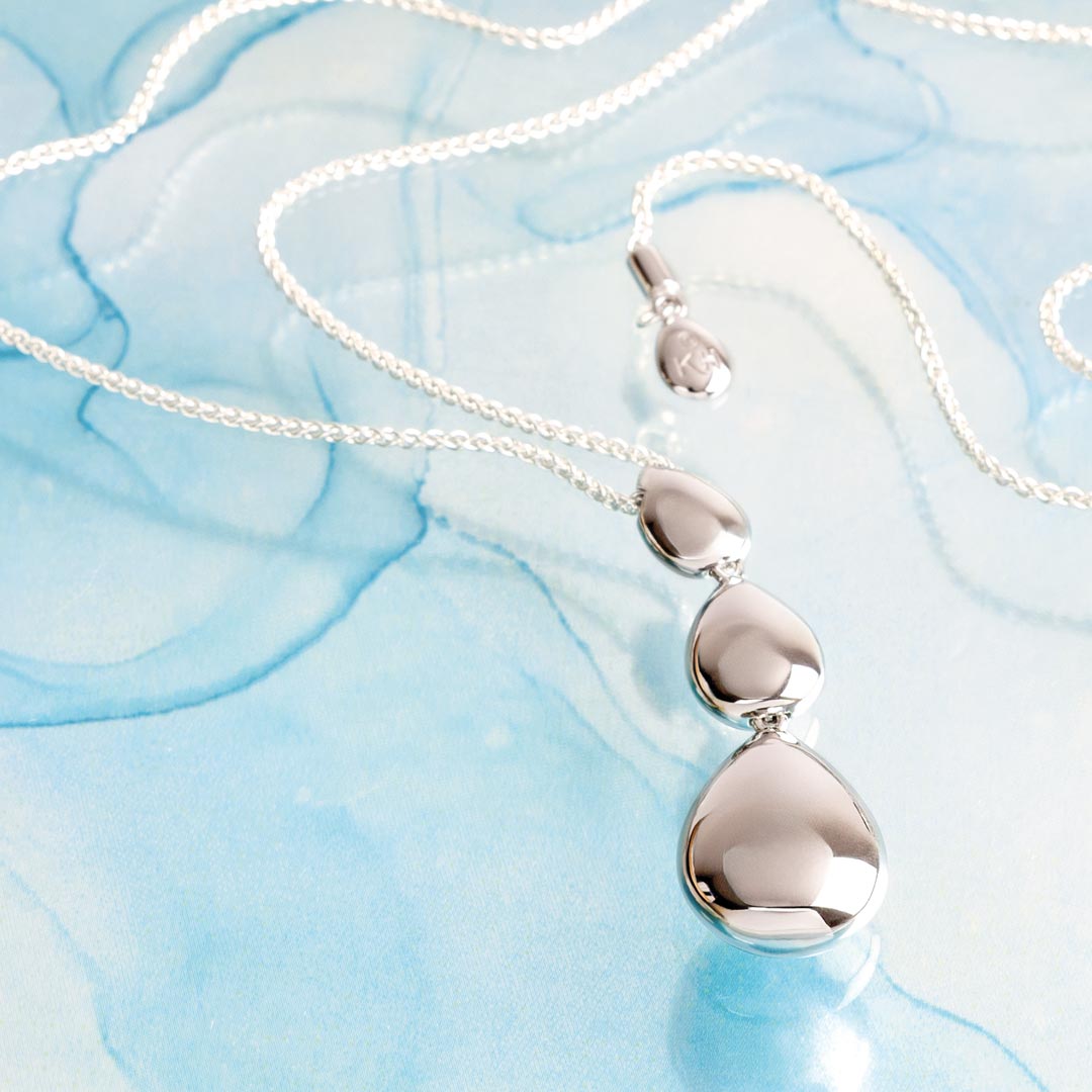 Kit Heath Sterling Silver Coast Pebble Smooth Triple Grande Slider Necklace