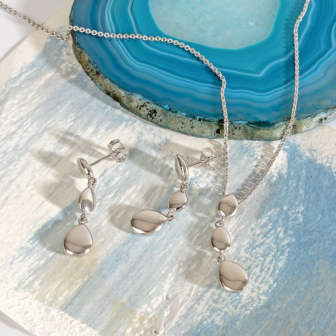 Kit Heath Sterling Silver Coast Pebbles Triple Linking Pebbles Necklace
