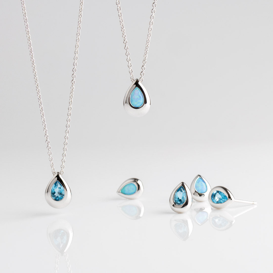 Kit Heath Coast Pebble Blue Opal Sterling Silver Stud Earrings