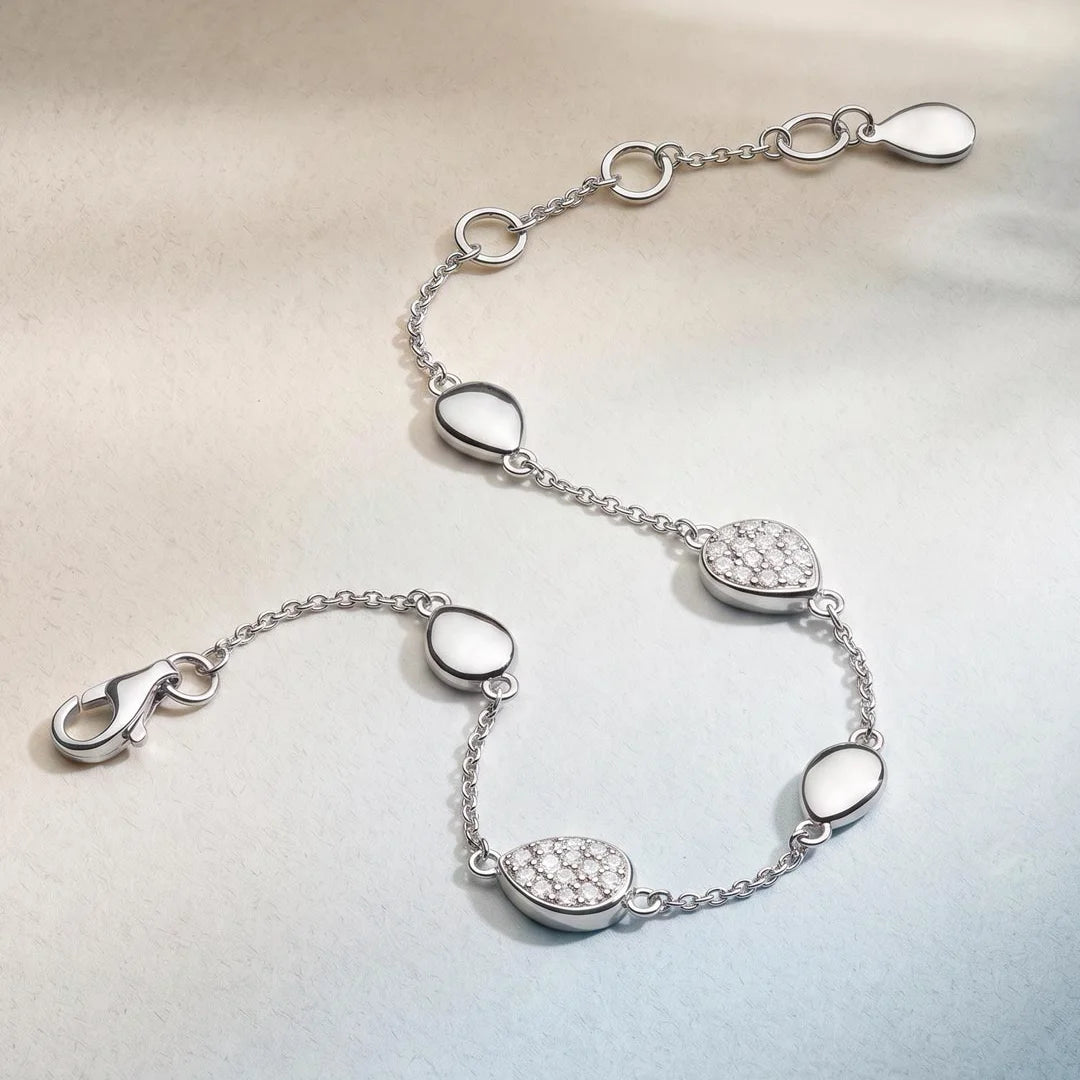 Kit Heath Coast Pebble Glisten Sterling Silver Station Bracelet