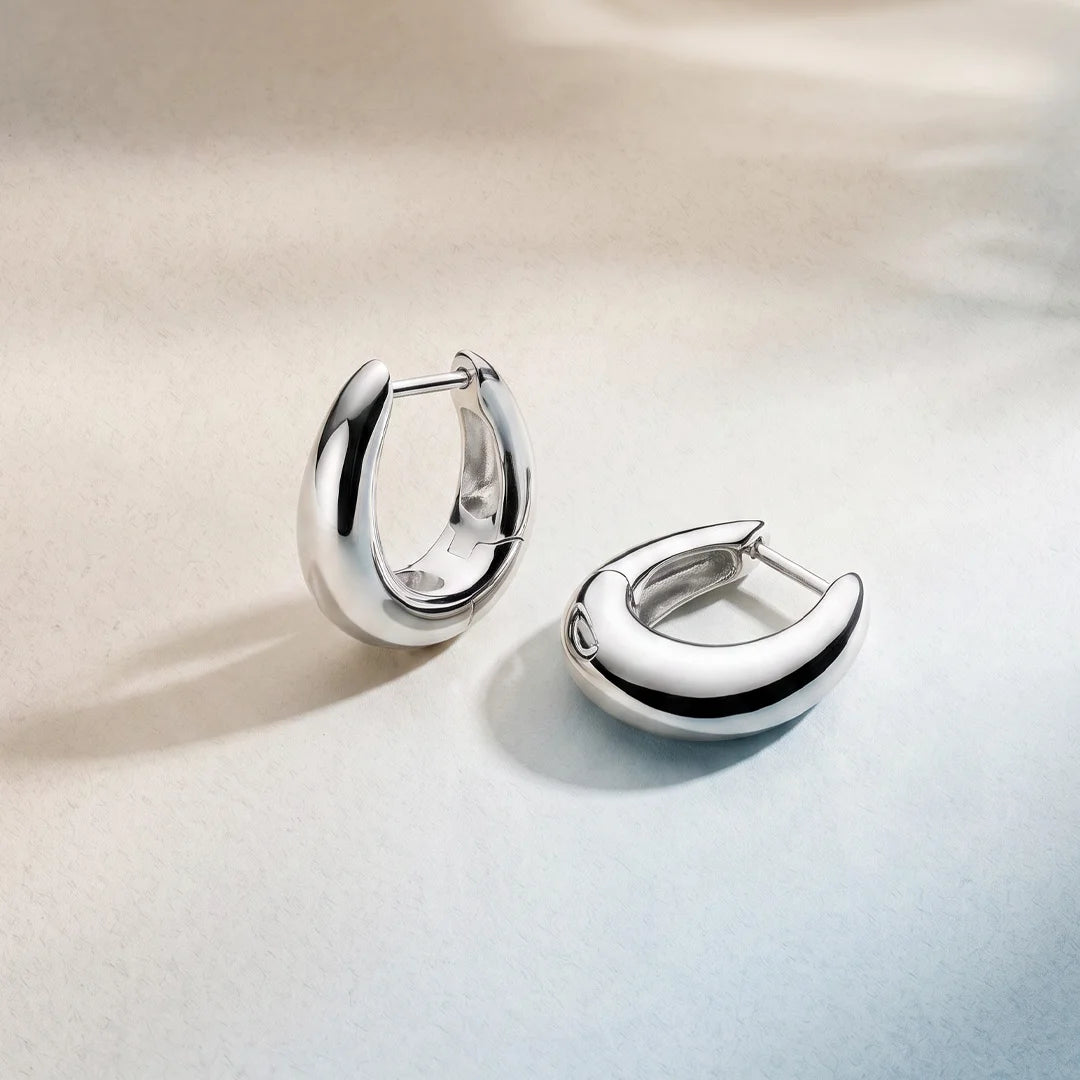 Kit Heath Coast Pebble Smooth Hinged Hoop Earrings