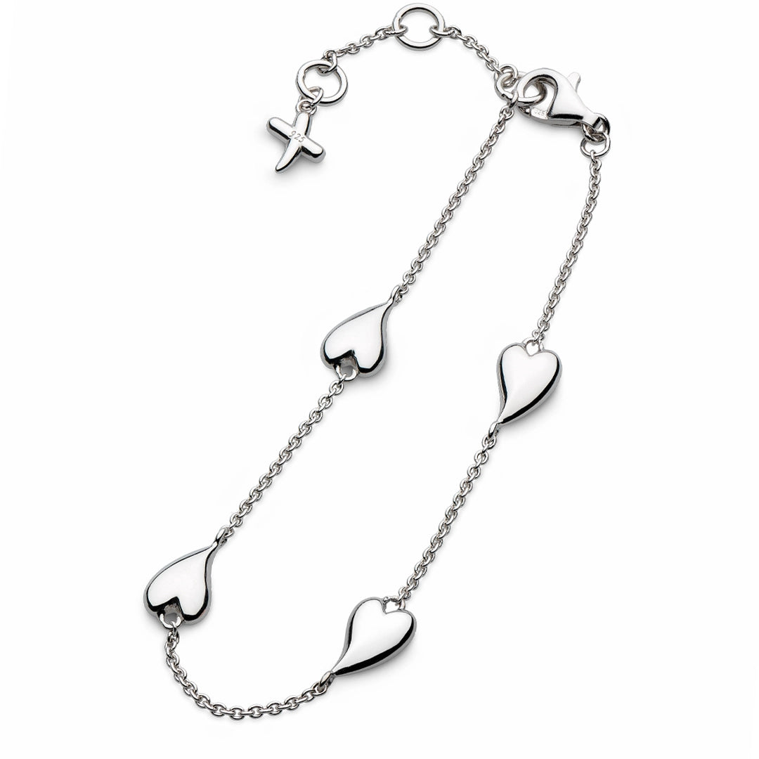 Kit Heath Desire Kiss Heart Sterling Silver Station Bracelet