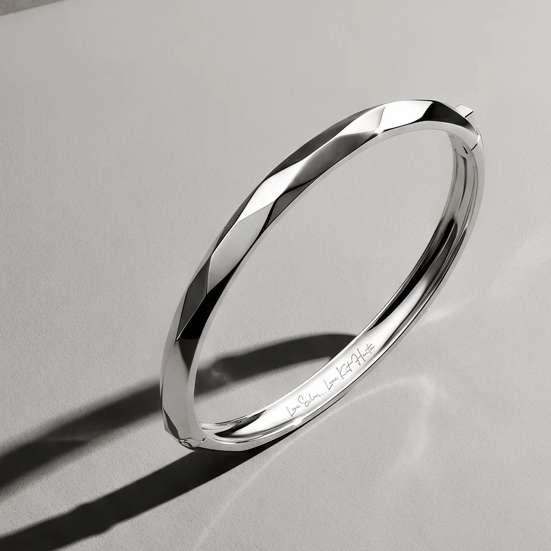 Kit Heath Glint Geo M/L Sterling Silver Hinged Bangle