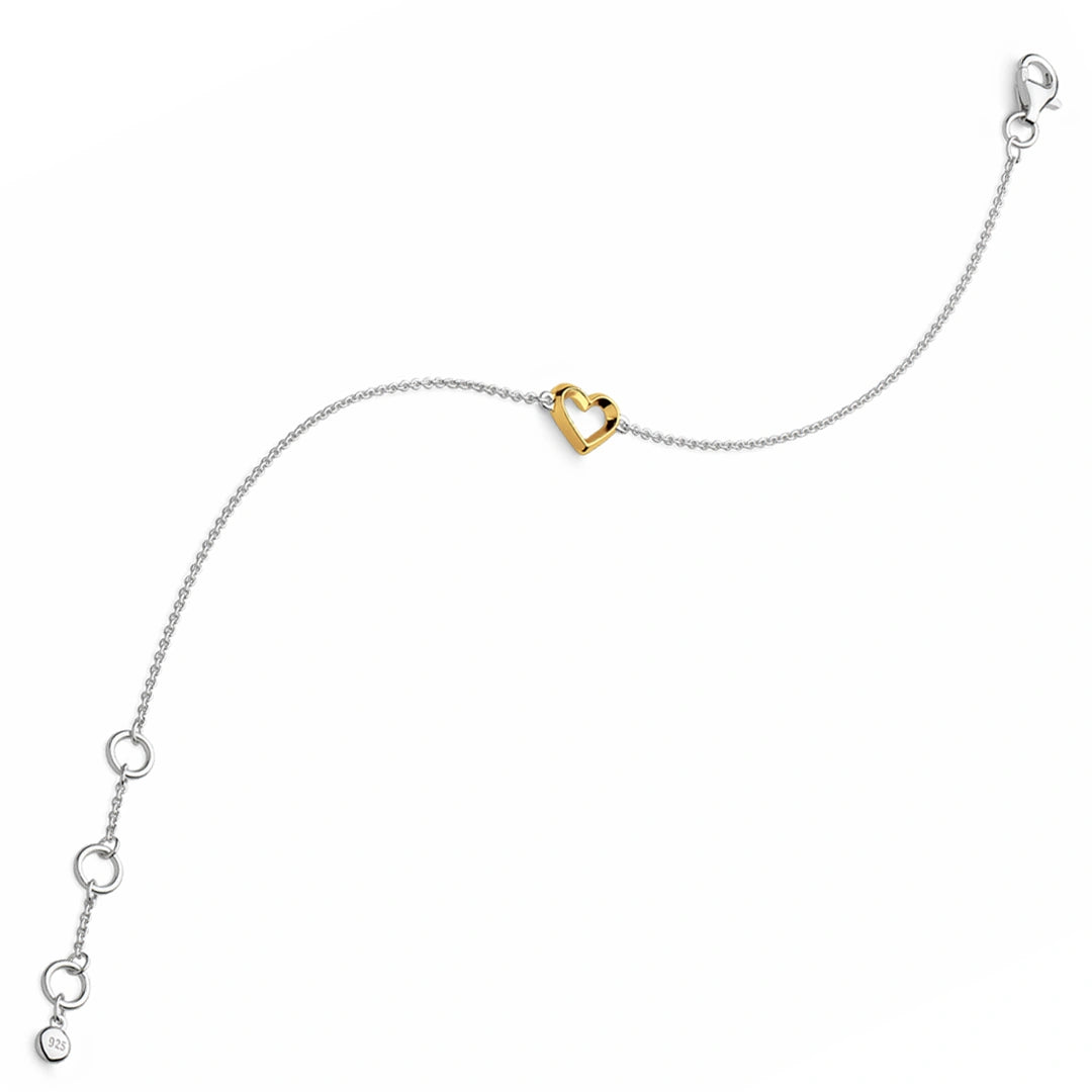 Kit Heath Love Sterling Silver Heart Golden Bracelet