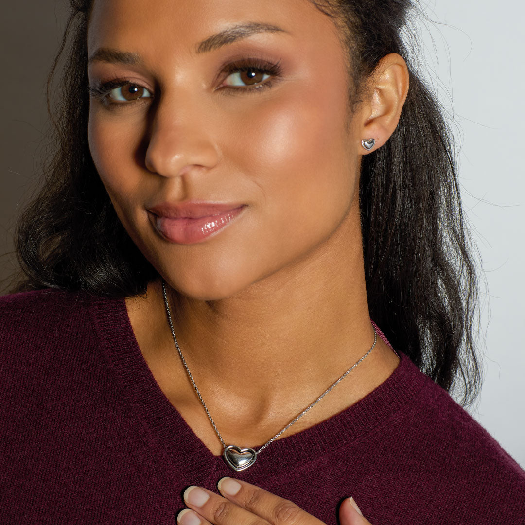 Kit Heath Love Silver Heart Stud Earrings